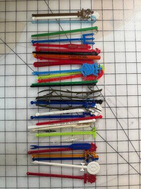 Vintage Swizzle Stick Lot 36 Assorted Barware Travel City Hotel Restaurant